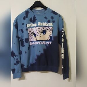 HunterX Hunter Killua close up puff print on 45 degree split Dye sweatshirt. M